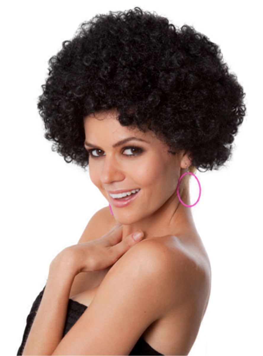 Party Afro Adults Black Costume Wig - Main Image