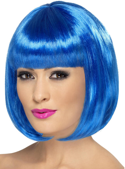 Womens Short Blue Costume Bob Wig With Fringe - Main Image