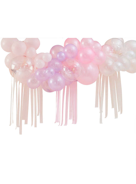 Balloon Arch Kit in Pastel Pink Colours with Streamers - Main Image