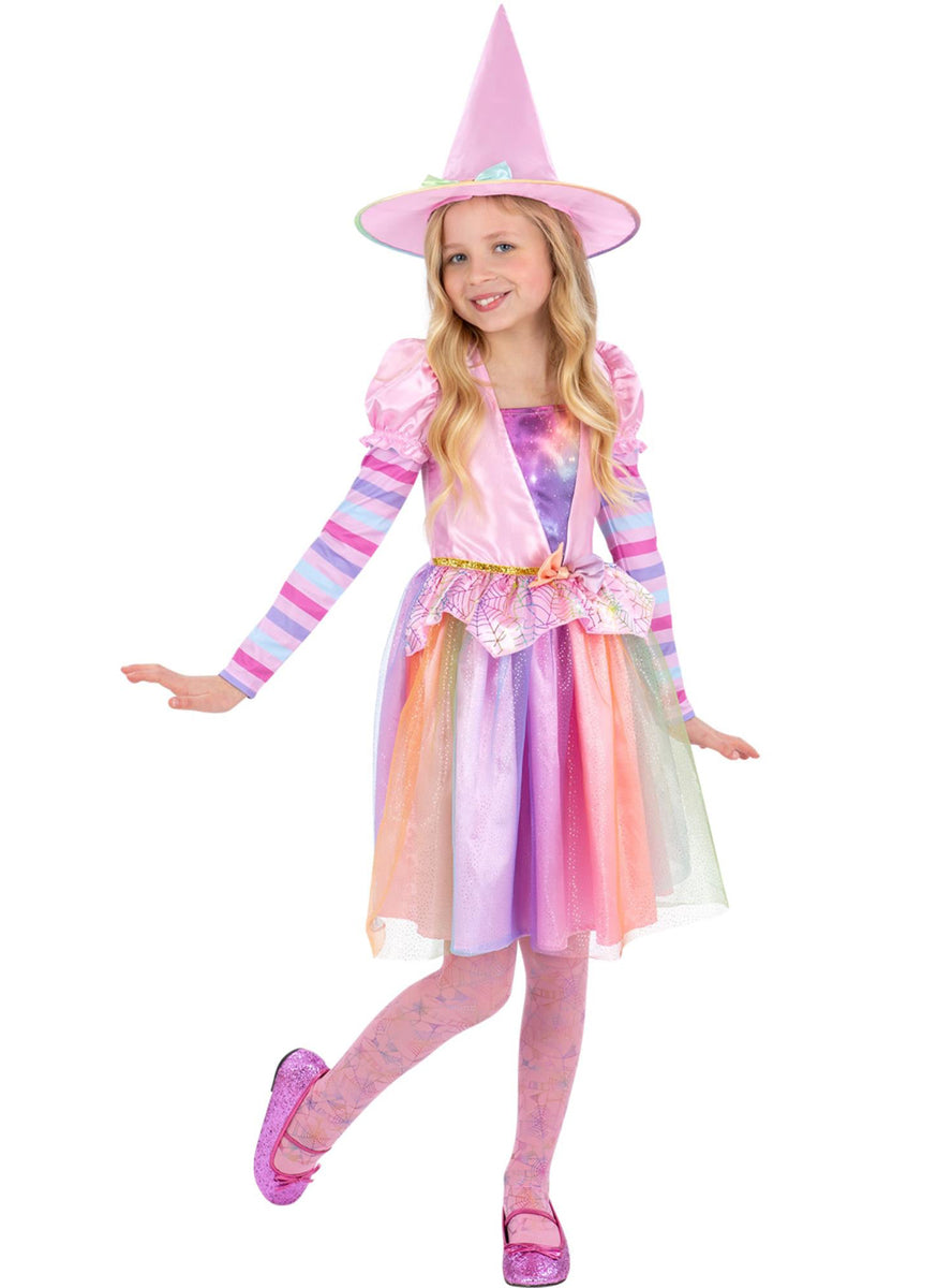 girls pretty halloween witch pastel costume - alternative image