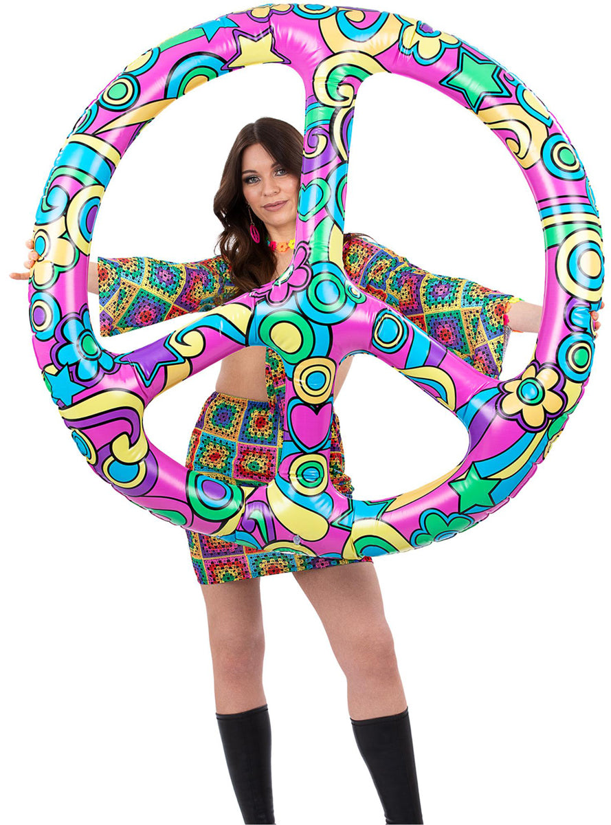 Inflatable 60s Hippie Peace Sign - Main Image