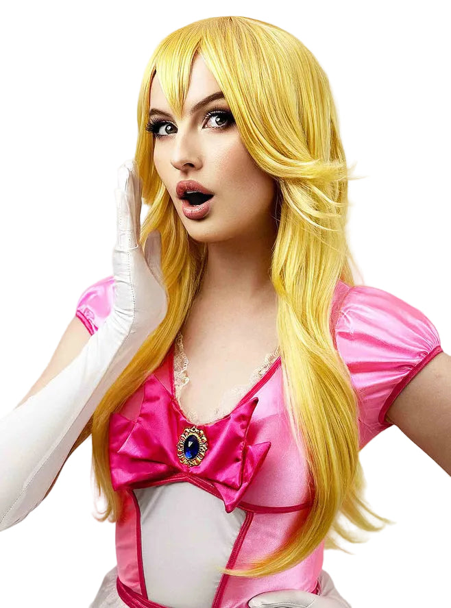 Peachy Princess Womens Long Yellow Cosplay Costume Wig - Alternative Image 1