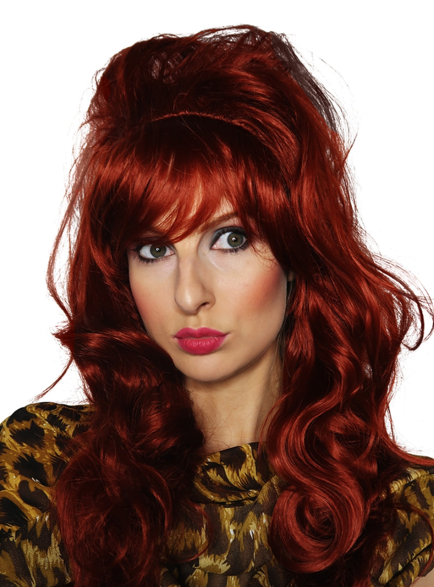 Peggy Womens 1960s Auburn Beehive Costume Wig - Alternative Image 2