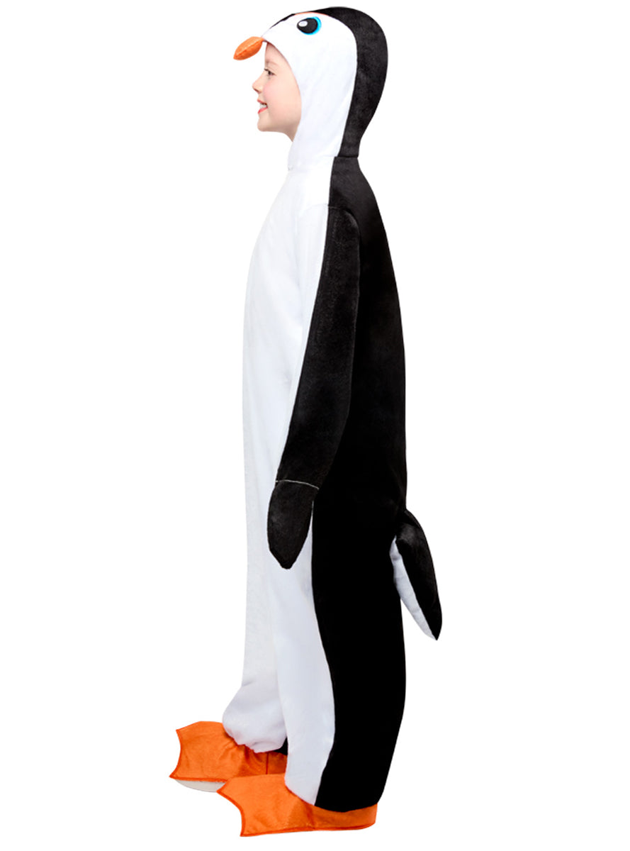 Black And White Penguin Kids Plush Animal Costume Onesie - Side Image 2