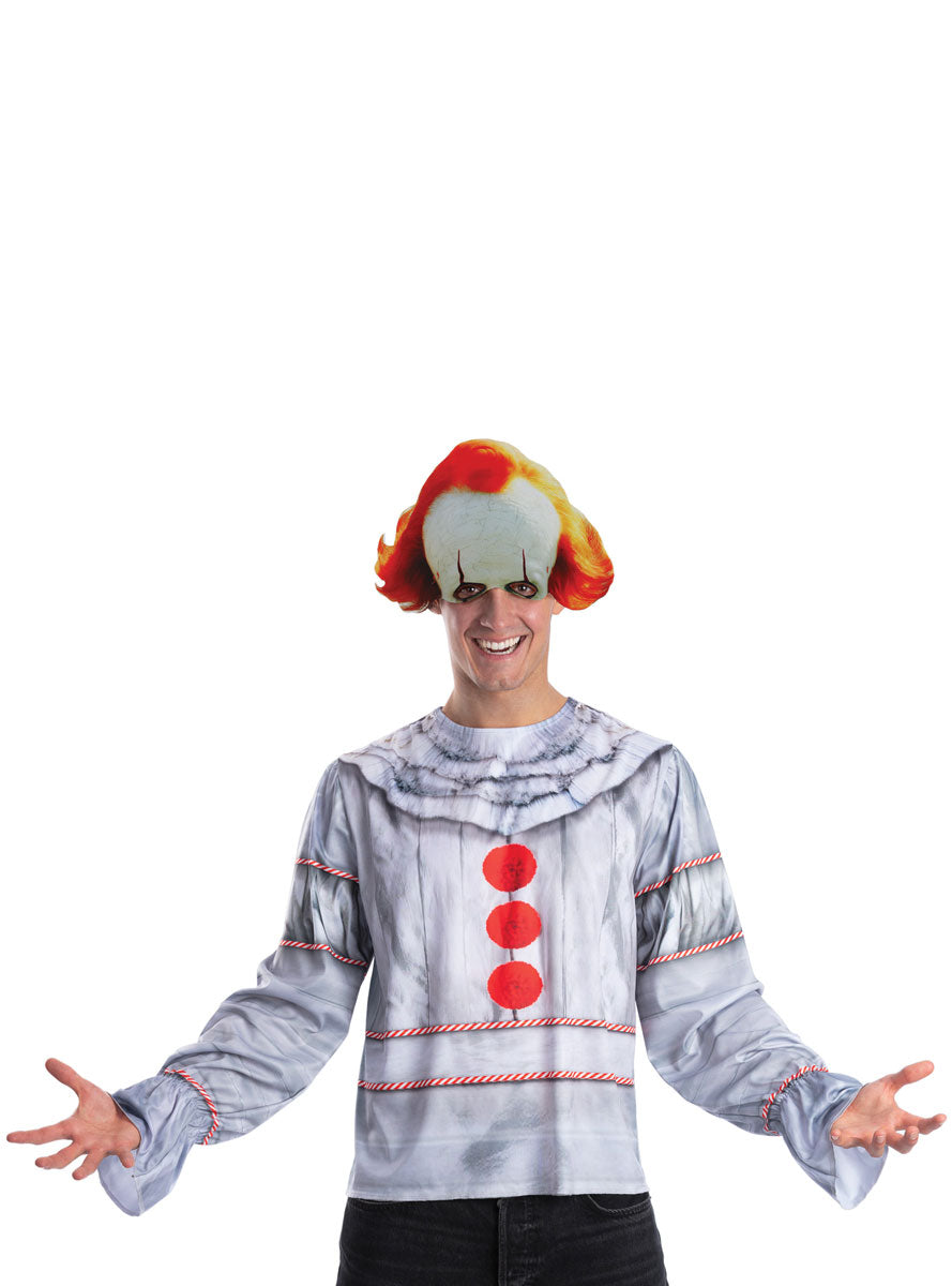 Pennywise IT Mens Halloween Costume Top And Mask Set - Main Image