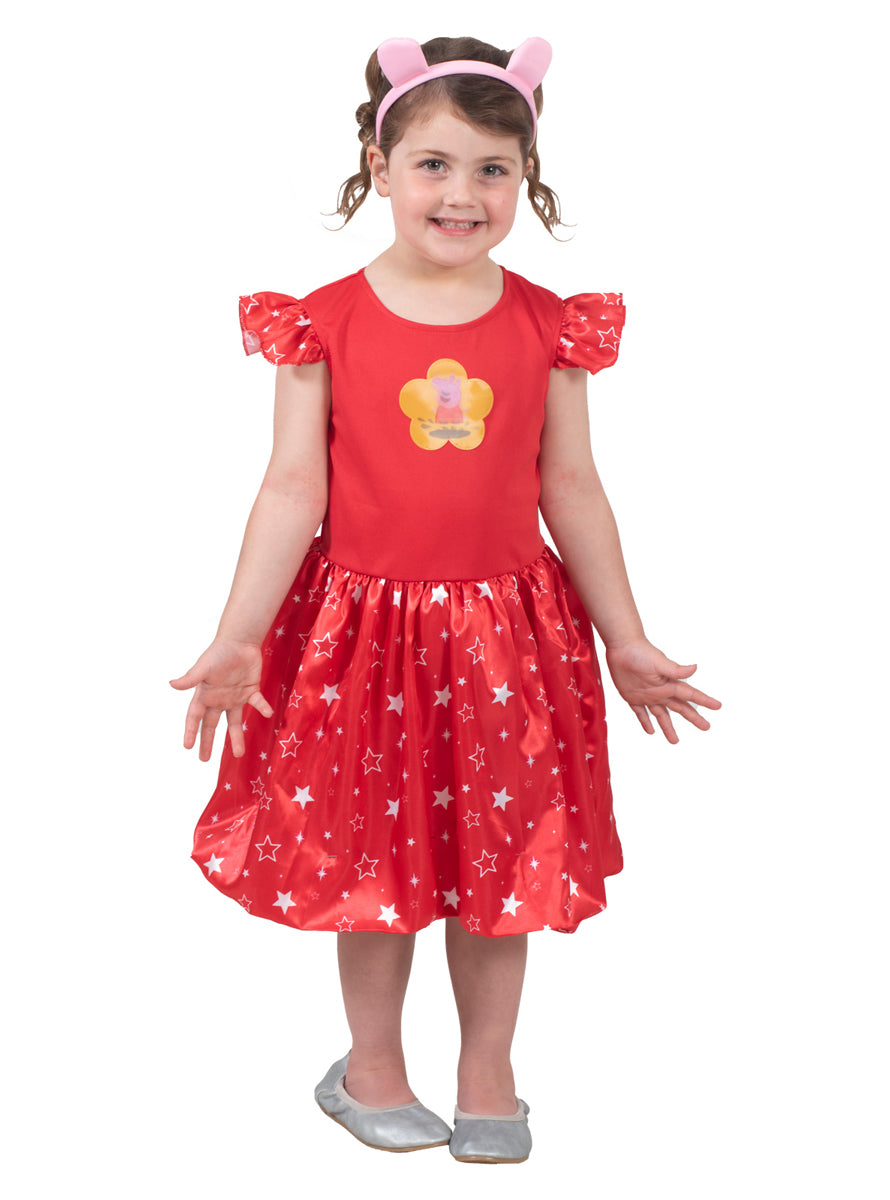Deluxe Girls Red Peppa Pig Costume Dress - Alternative Image 1