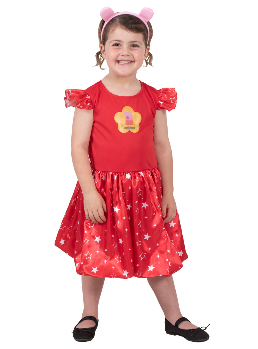 Deluxe Girls Red Peppa Pig Costume Dress - Alternative Image 2