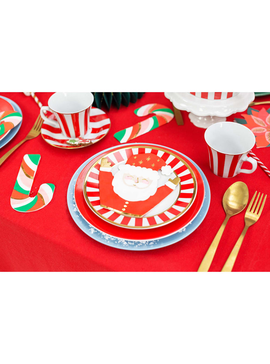 Striped Candy Cane Paper Napkins - Lifestyle Image