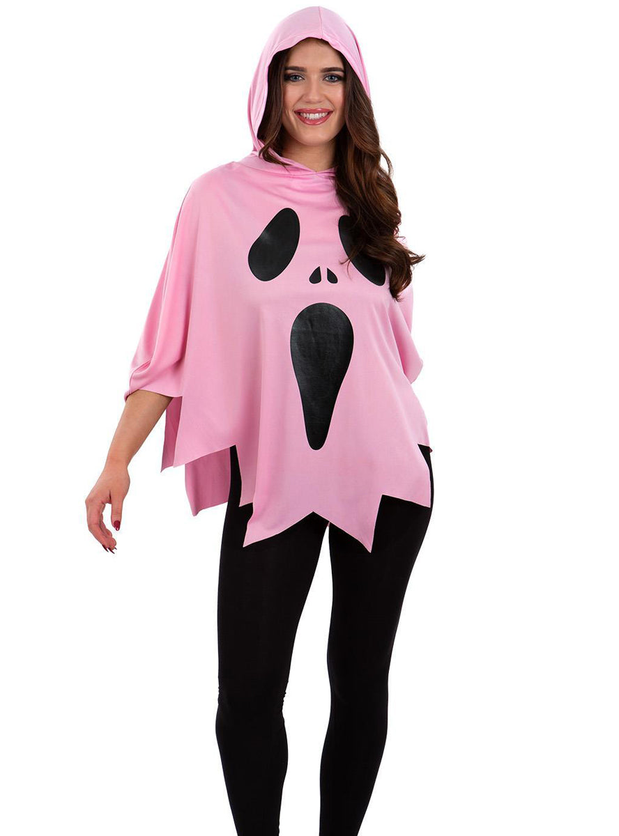 Womens pink scream ghostface costume poncho - Alternative image