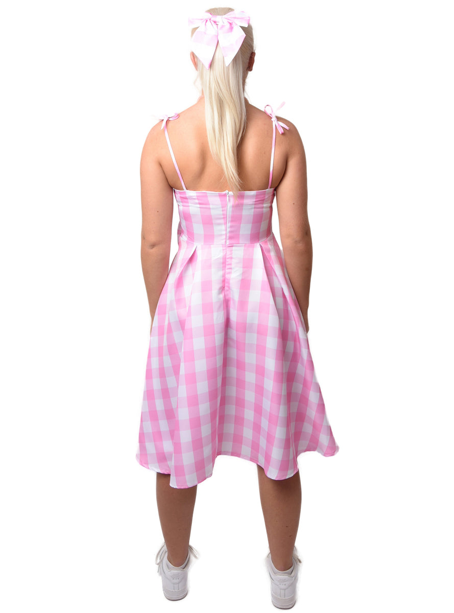 Plus Size Womens Pink Gingham Barbie Costume - Back Image