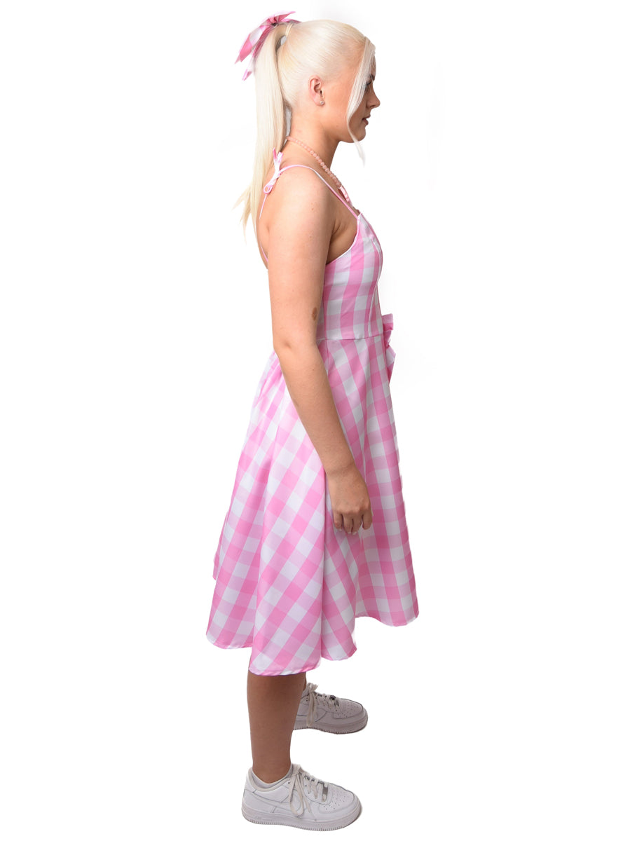Plus Size Womens Pink Gingham Barbie Costume - Side Image