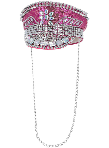 Deluxe Pink Sequin Studded Festival Hat - Main Image