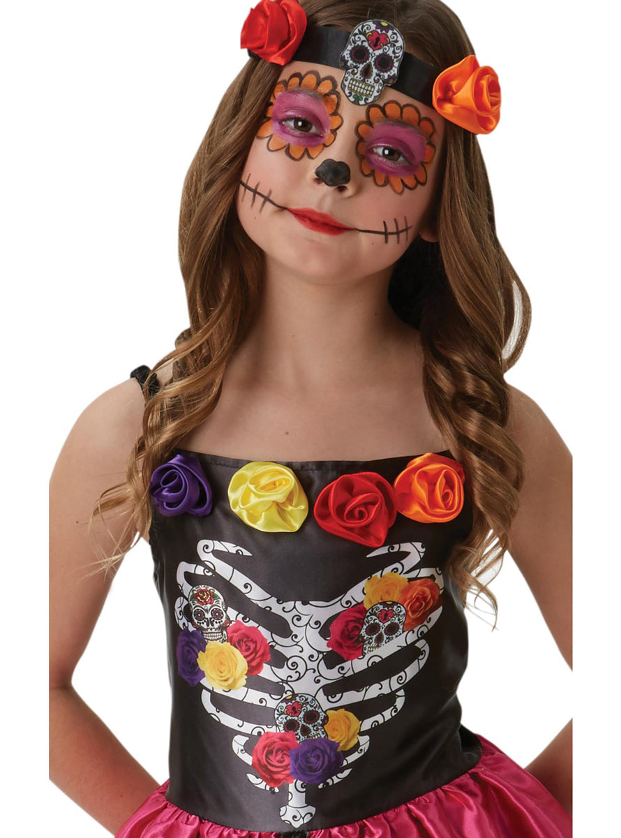 Sugar Skull Costume for Girls - Close Image