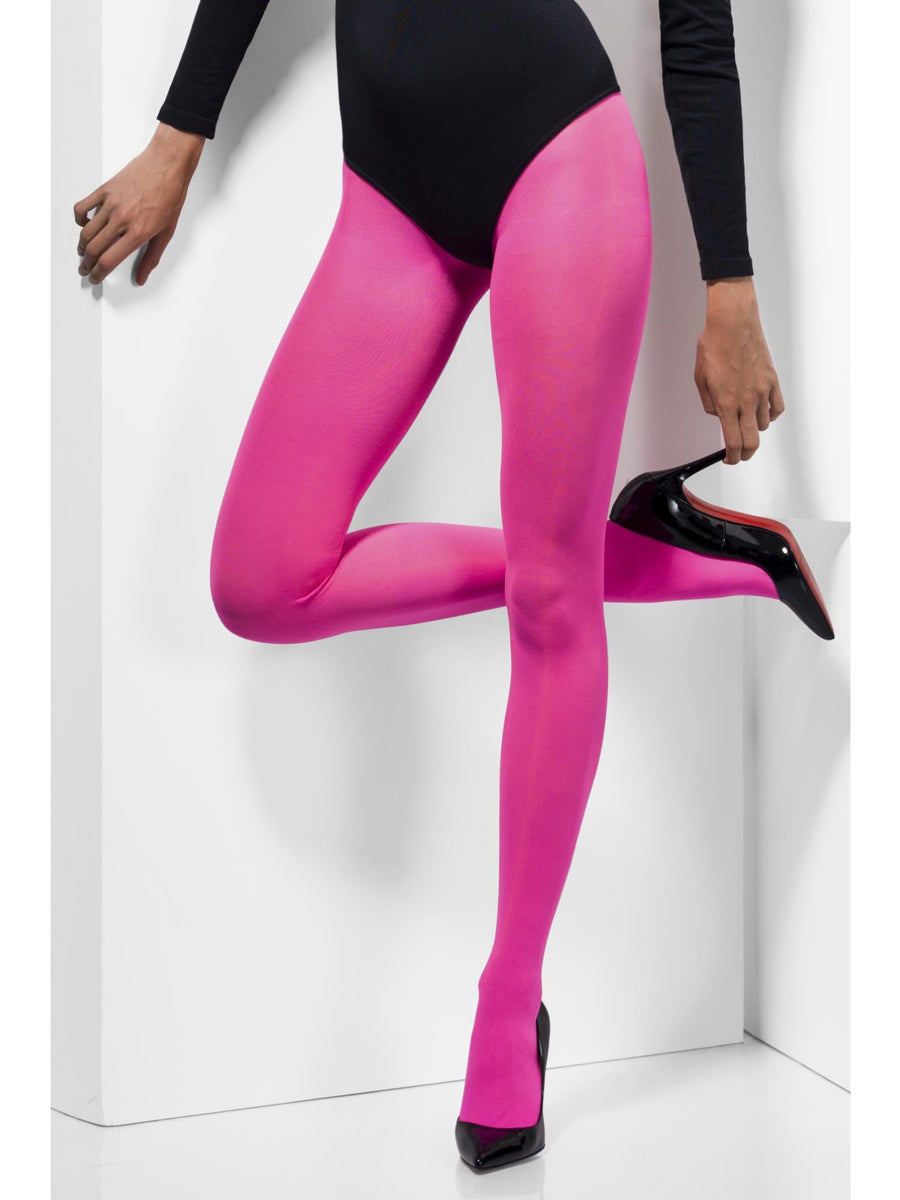 Full Length Hot Pink Womens Opaque Stockings - Alternate Image