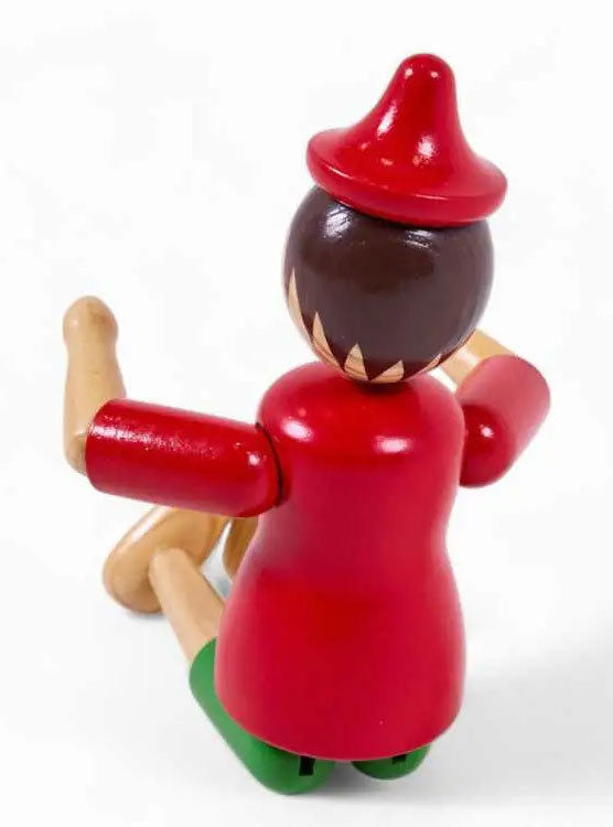 Pinocchio Kids Red Wooden Toy Puppet - Back Image