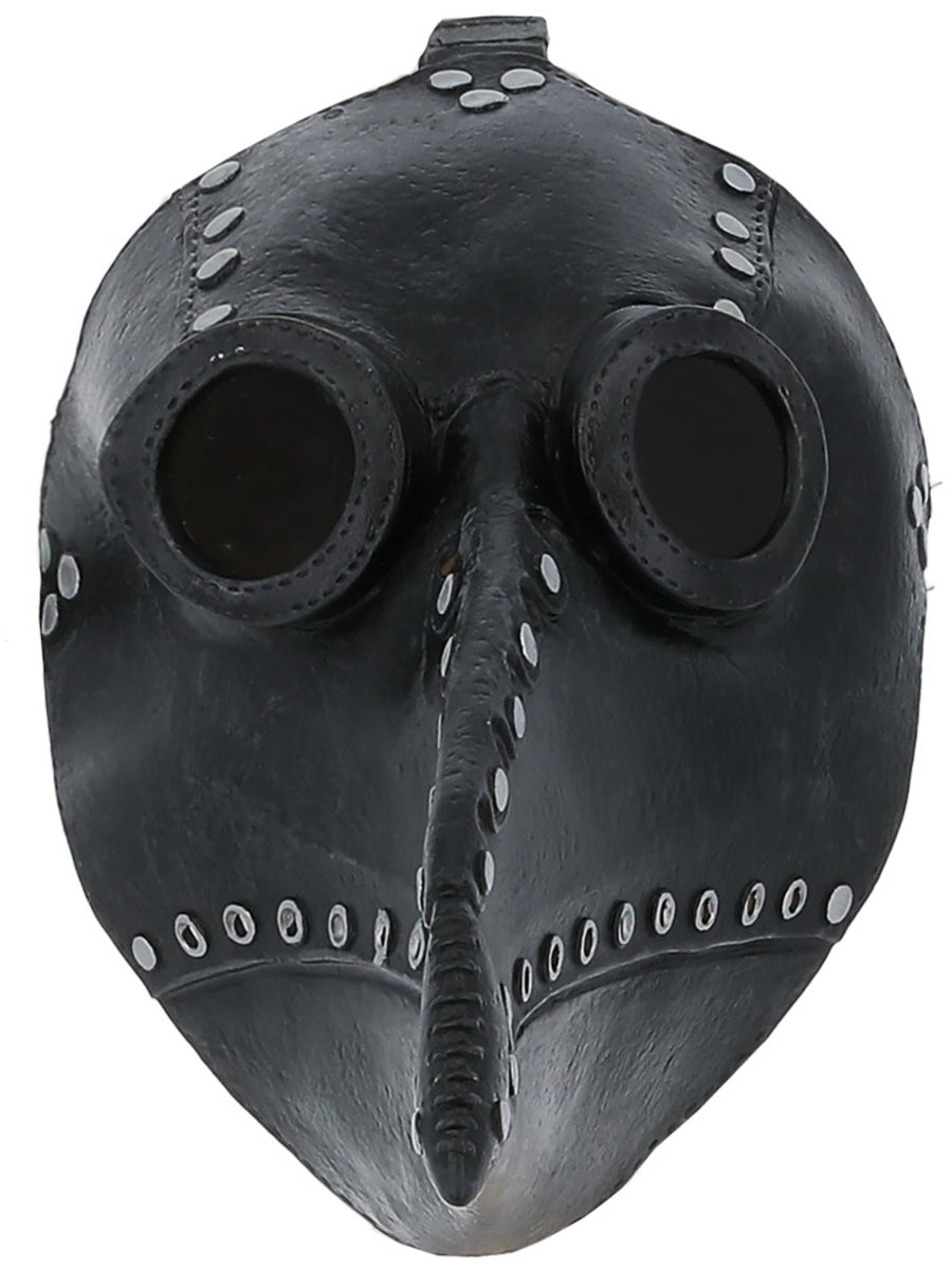 Mens Black Plague Doctor Halloween Mask - Front Image
