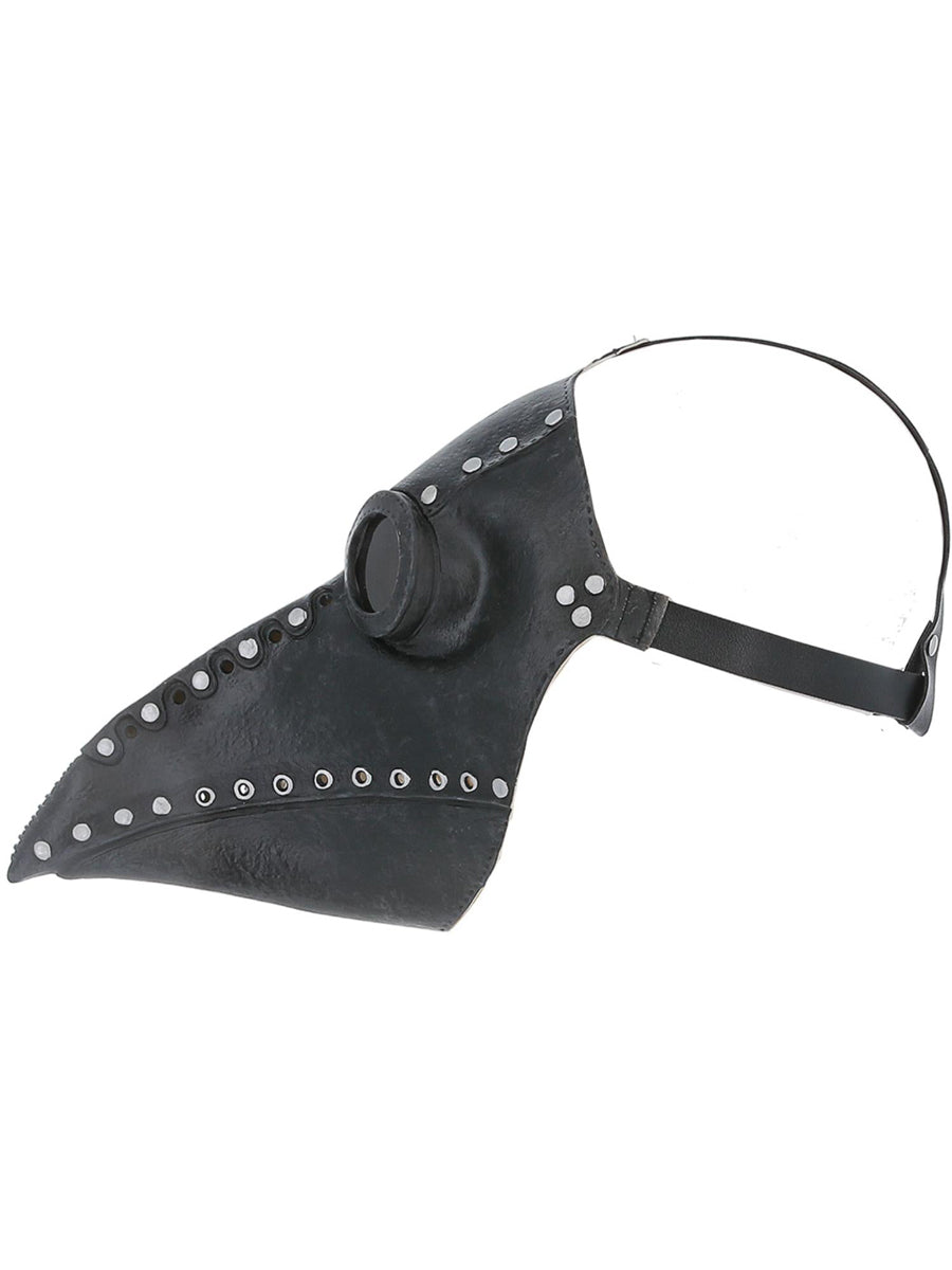 Black Latex Mens Plague Doctor Mask - Side Image