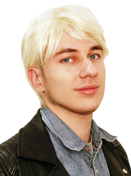 Platinum Blonde Mens Short Doll Costume Wig - Main Image