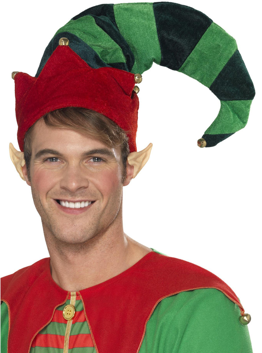 Striped Plush Green Elf Costume Hat - Alternate Image