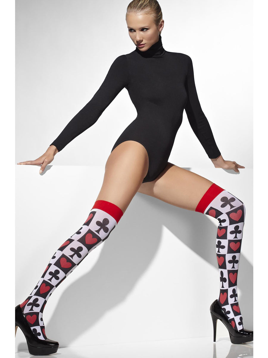 Thigh High Womens Poker Themed Stockings - Alternate Image 1