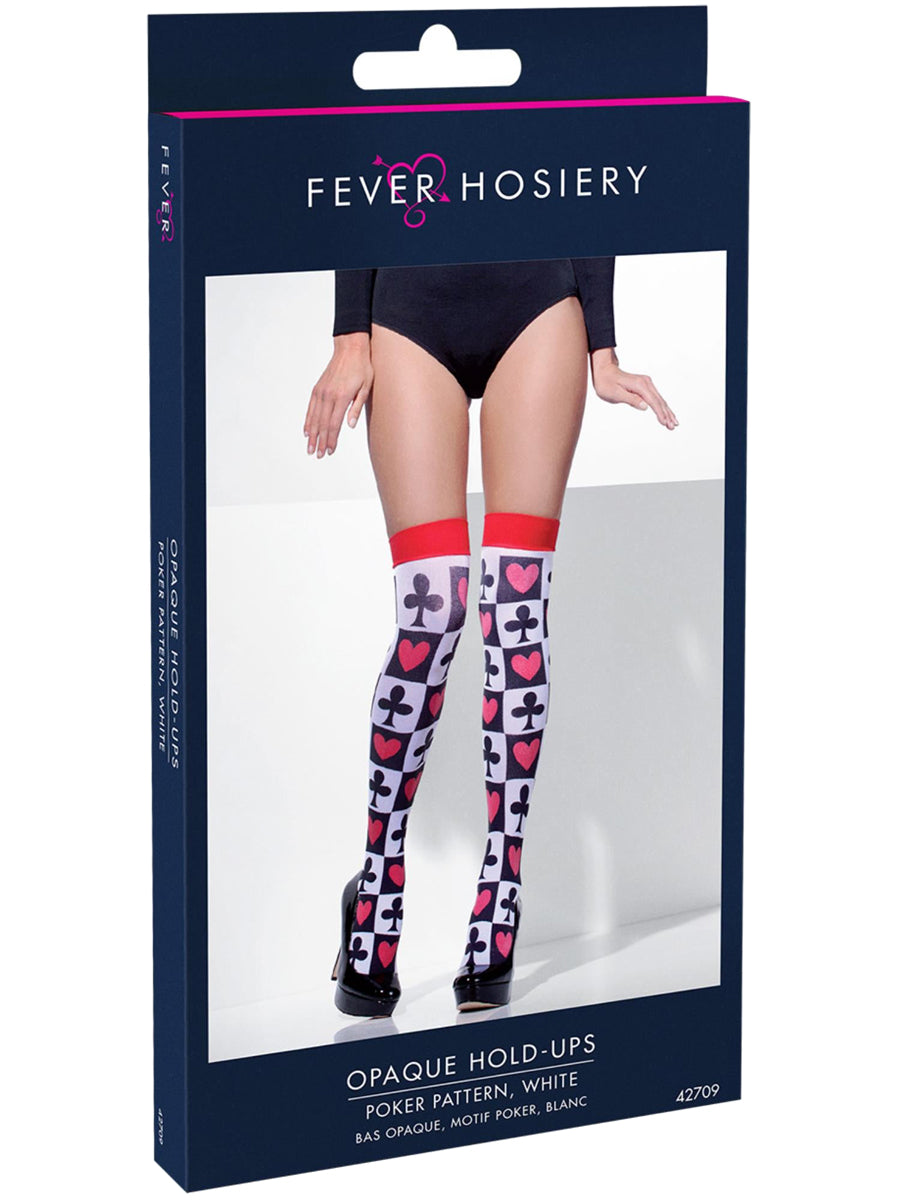 Poker Card Print Womens Thigh High Stockings - Packaging Image