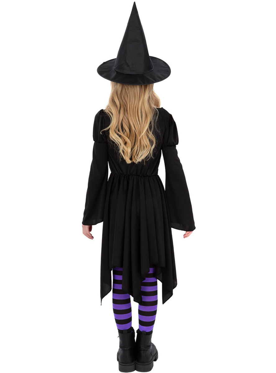 girls halloween purple and black witch outfit - Back image