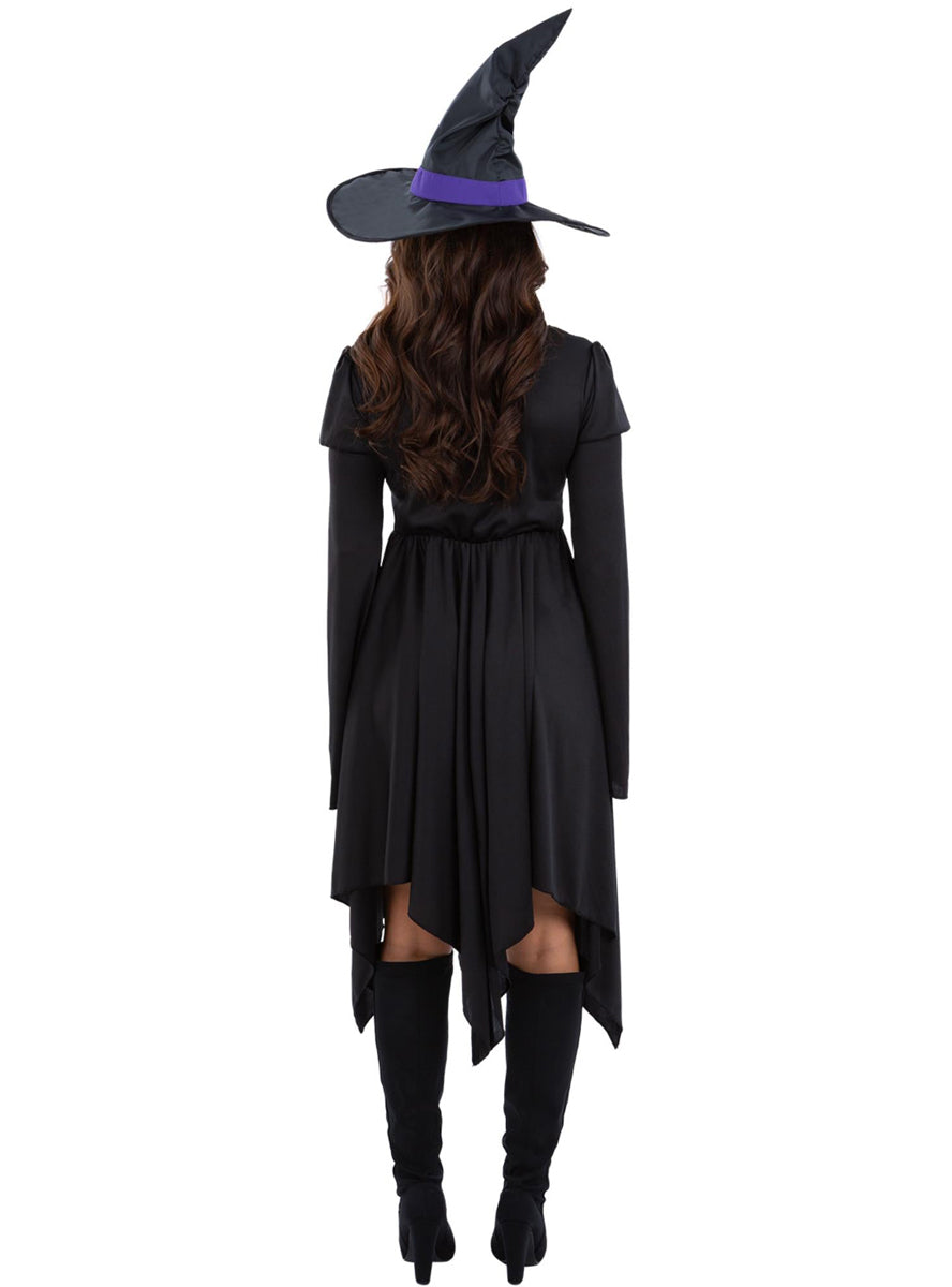 Plus Size Womens Black And Purple Witch Halloween Costume - Back Image