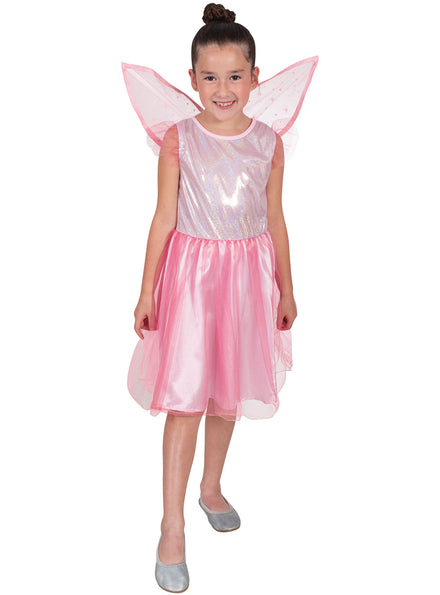 Girls Pink Fairy Costume - Main Image
