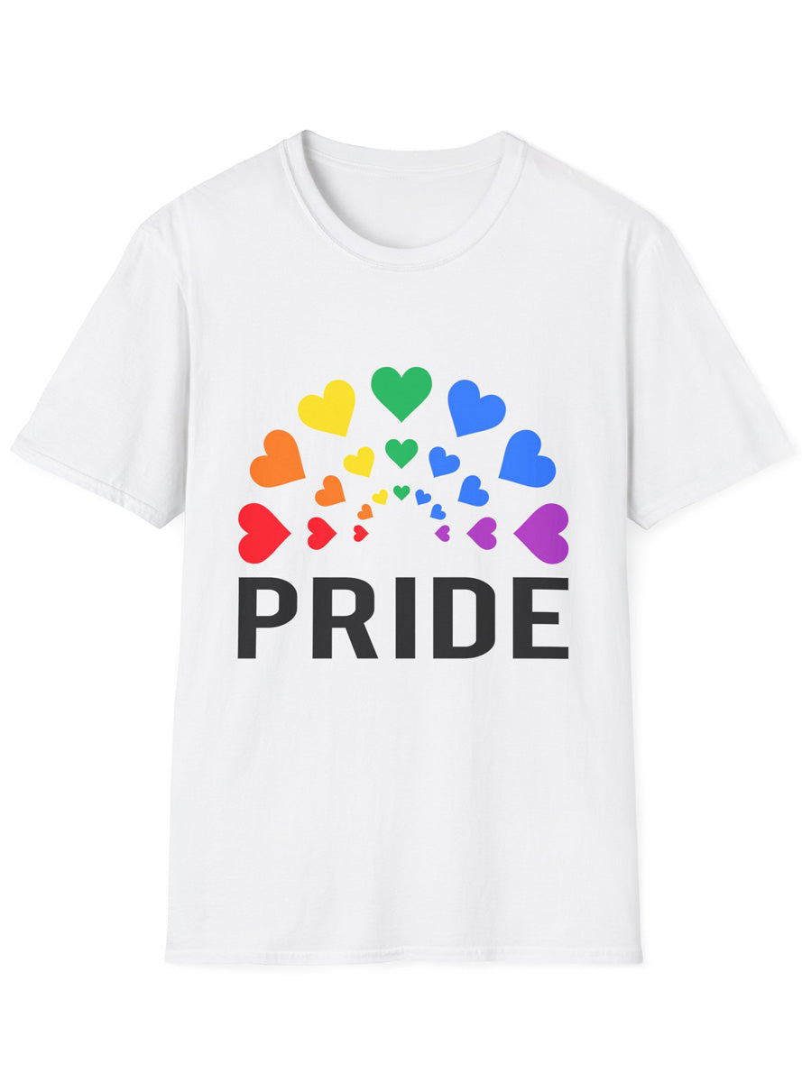 Pride Hearts Adults White Plus Size TShirt - Front Image