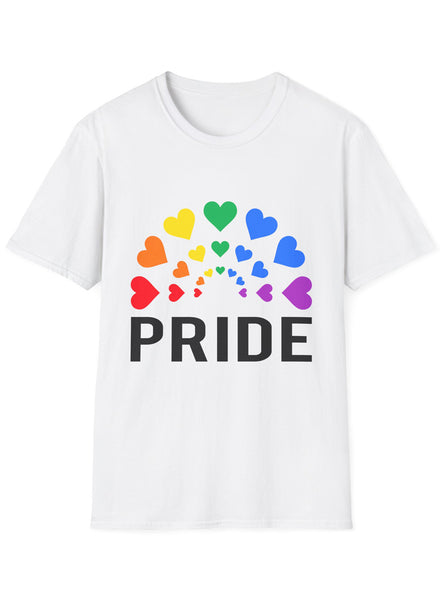 Pride Hearts Adults White Plus Size TShirt - Front Image