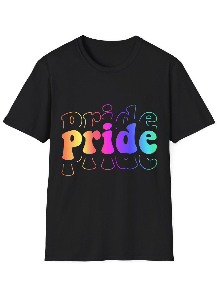 Pride Retro Adults Black TShirt - Front Image