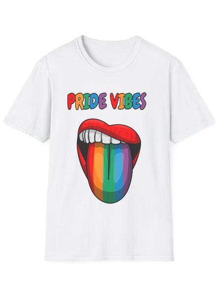 Pride Vibes Adults White TShirt - Front Image