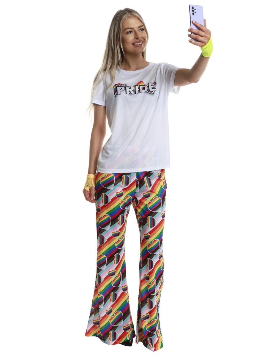 Mardi Gras Womens White Pride Print Costume Top - Alternate Image