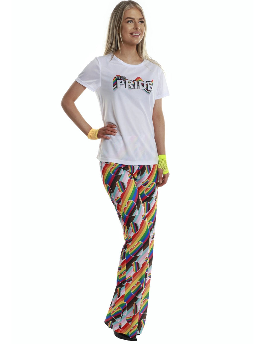 Pride Plus Size Womens Rainbow Flared Costume Pants - Side Image