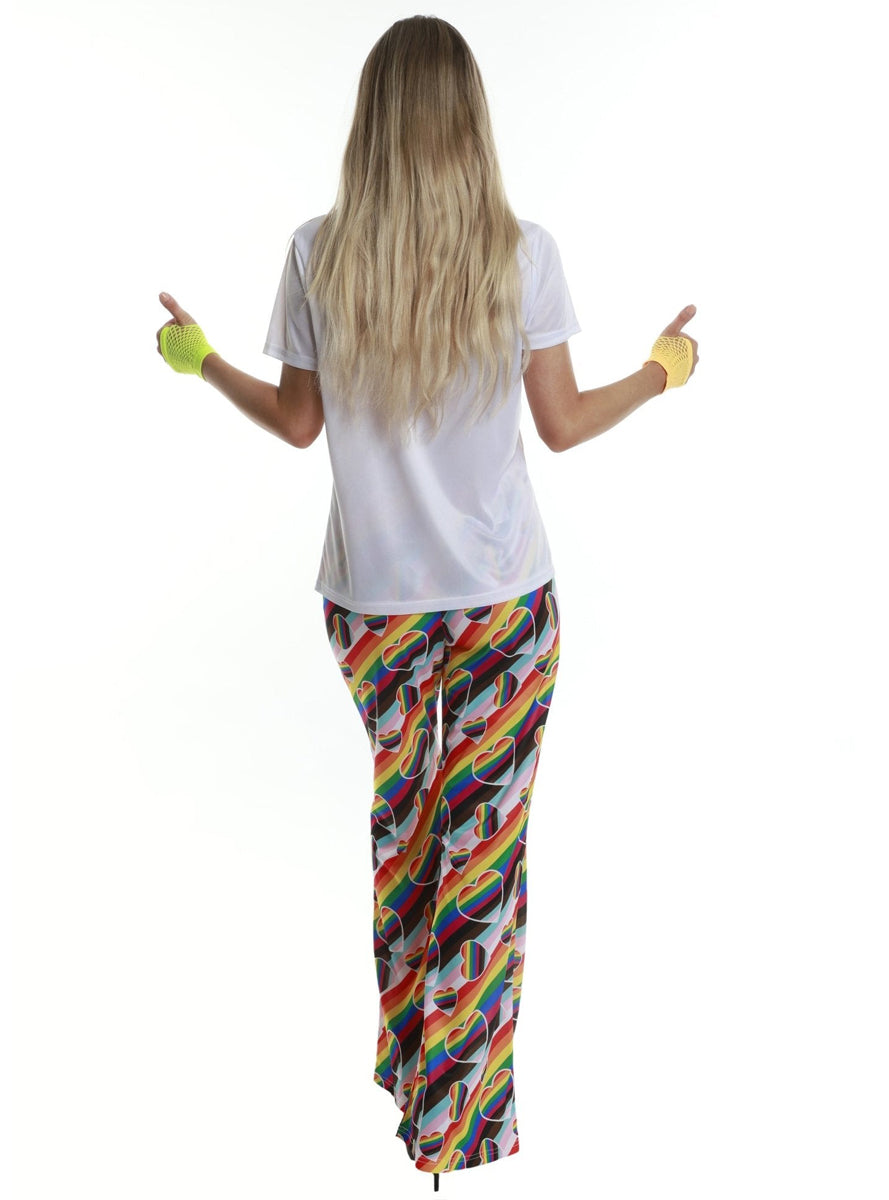 Pride Plus Size Womens Rainbow Flared Costume Pants - Back Image