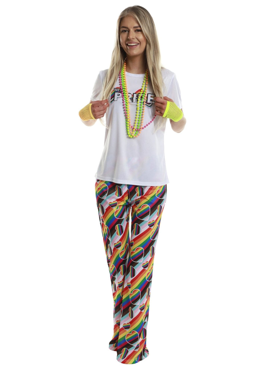 Pride Plus Size Womens Rainbow Flared Costume Pants - Main Image