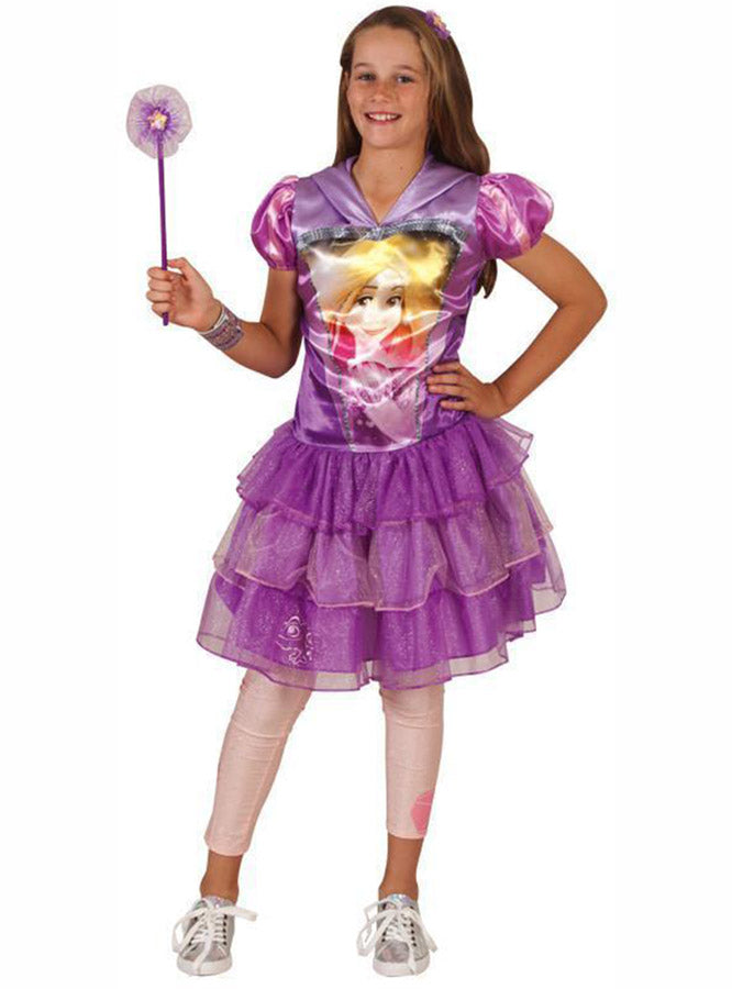 Main Image of Princess Rapunzel Girls Hooded Costume Dress