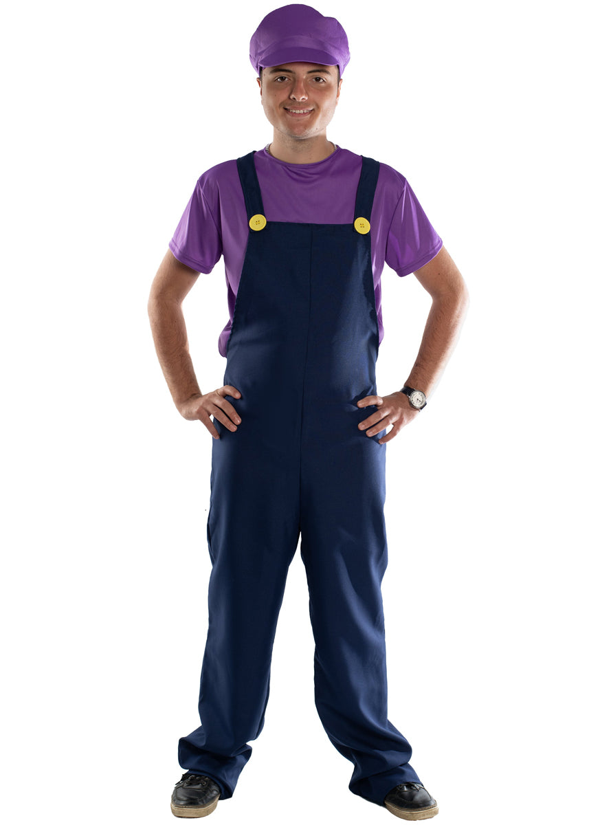 Purple Plumber Waluigi Mens Costume - Main Image