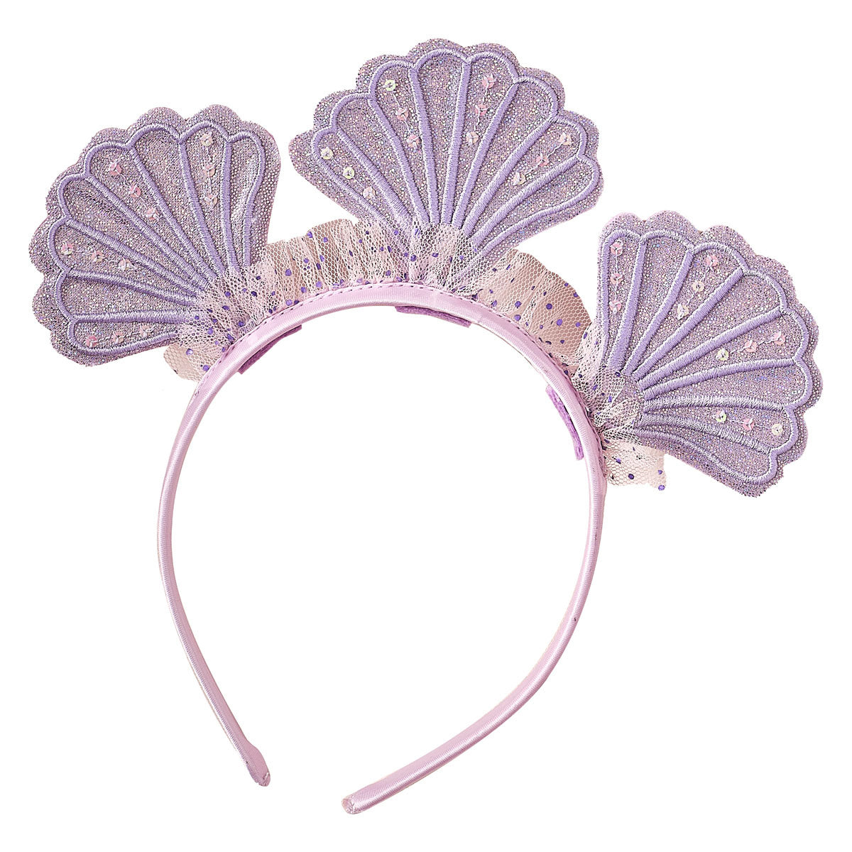 Girls Deluxe Purple Shell Mermaid Costume Headband - Alternative Image