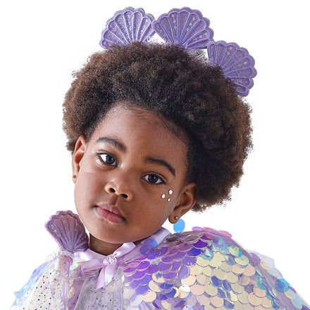 Girls Deluxe Purple Shell Mermaid Costume Headband - Main Image