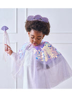 Purple Sparkly Girls Deluxe Mermaid Costume Cape - Main Image