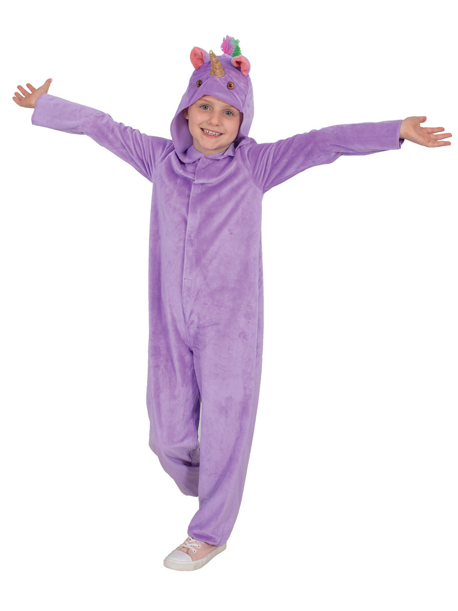 Purple Unicorn Girls Costume Onesie - Alternative Image