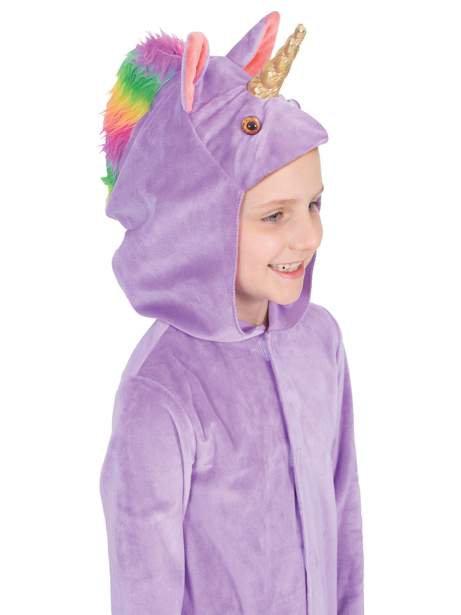 Purple Unicorn Girls Costume Onesie - Close Image
