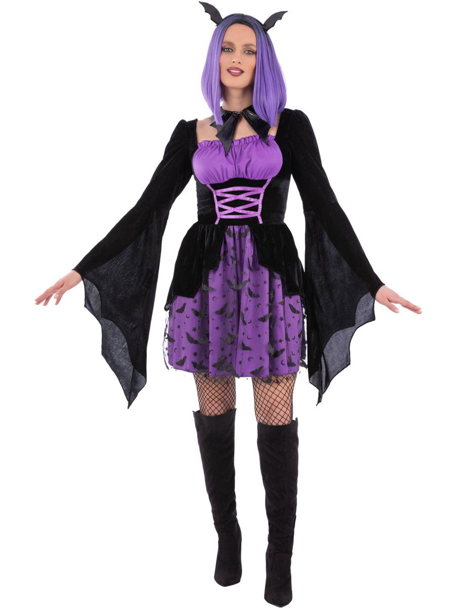 Plus Size Purple Vampire Bat Costume for Women - Alternate Image