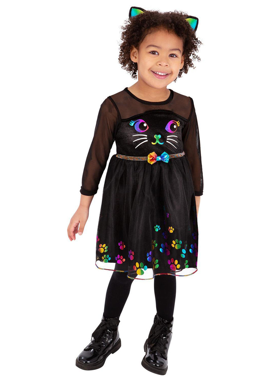 girls black cat halloween costume - Alternative image