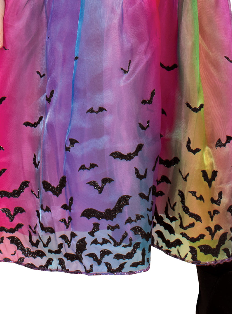 Sequined Rainbow Witch Girls Halloween Costume - Close Image 2