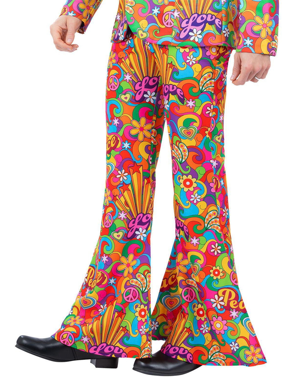 Mens plus size 1960s psychedelic flared pants - Main image