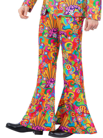 Mens plus size 1960s psychedelic flared pants - Main image