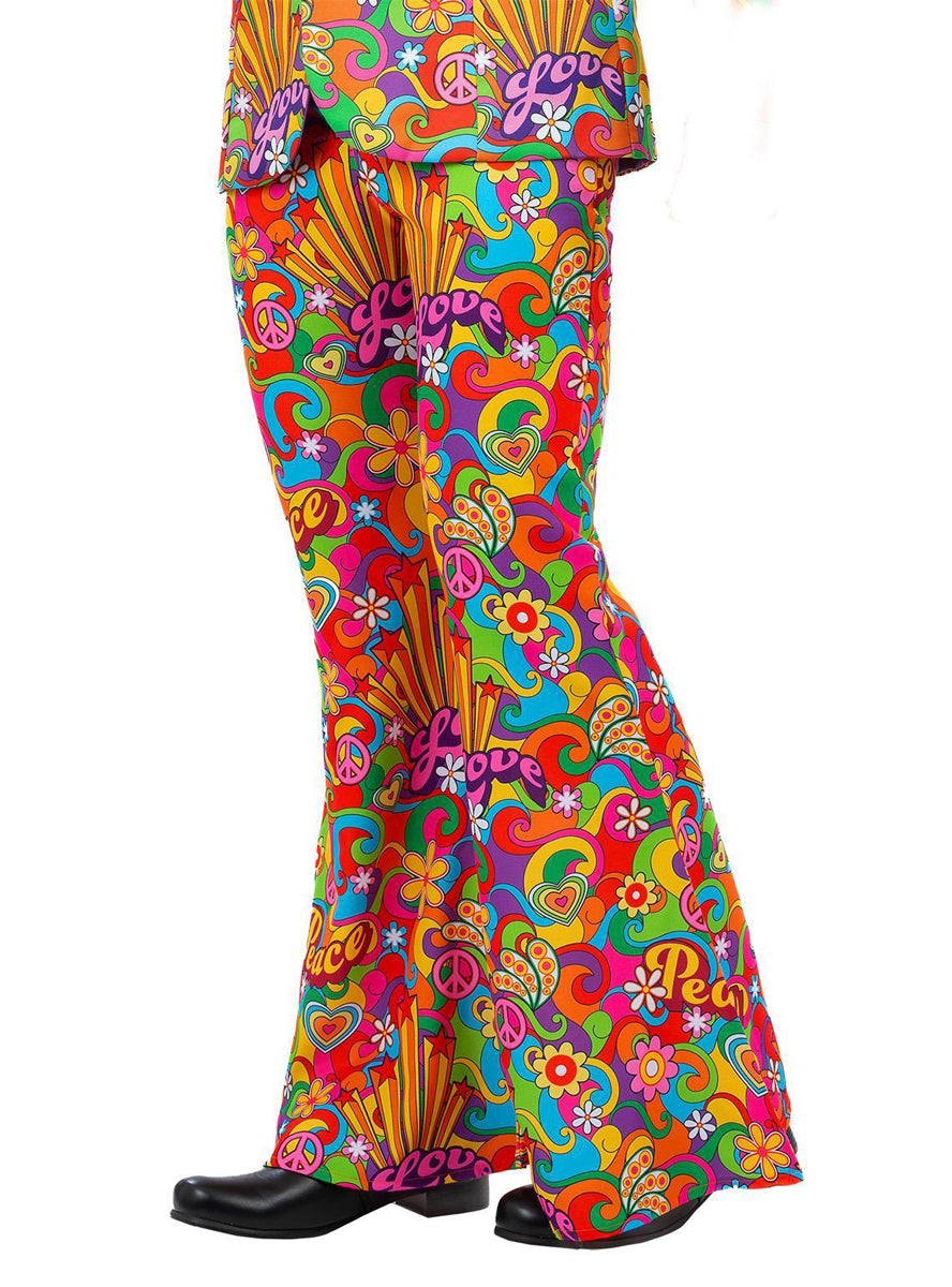 Mens plus size 1960s psychedelic flared pants - Alternative image