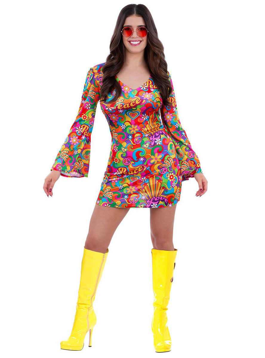 Womens plus size 1960s psychedelic hippie costume - Alternative image